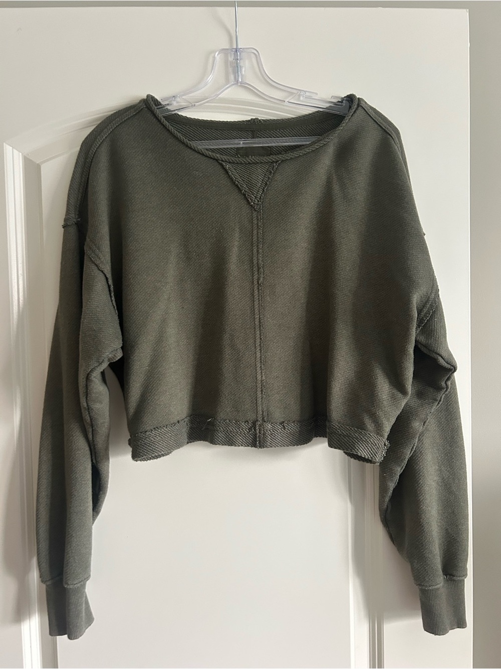 Aerie Olive Green Cropped Sweatshirt